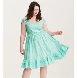 DISNEY ARIEL SEAFOAM GREEN SHELL PRINT HALTER DRESS